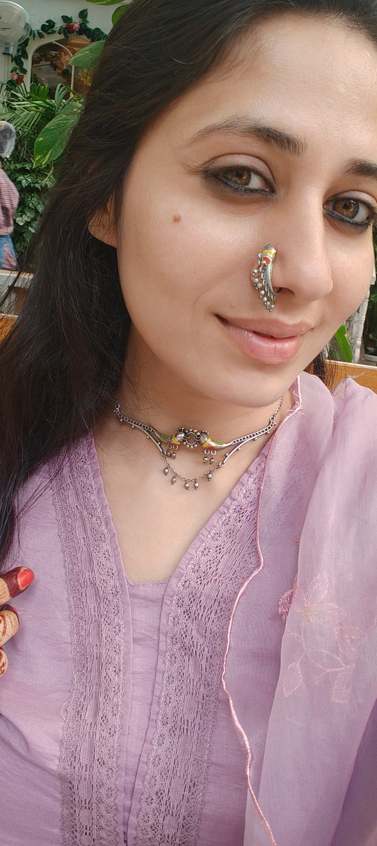 Chidiya Choker with Earrings, Ring, and Nosepin