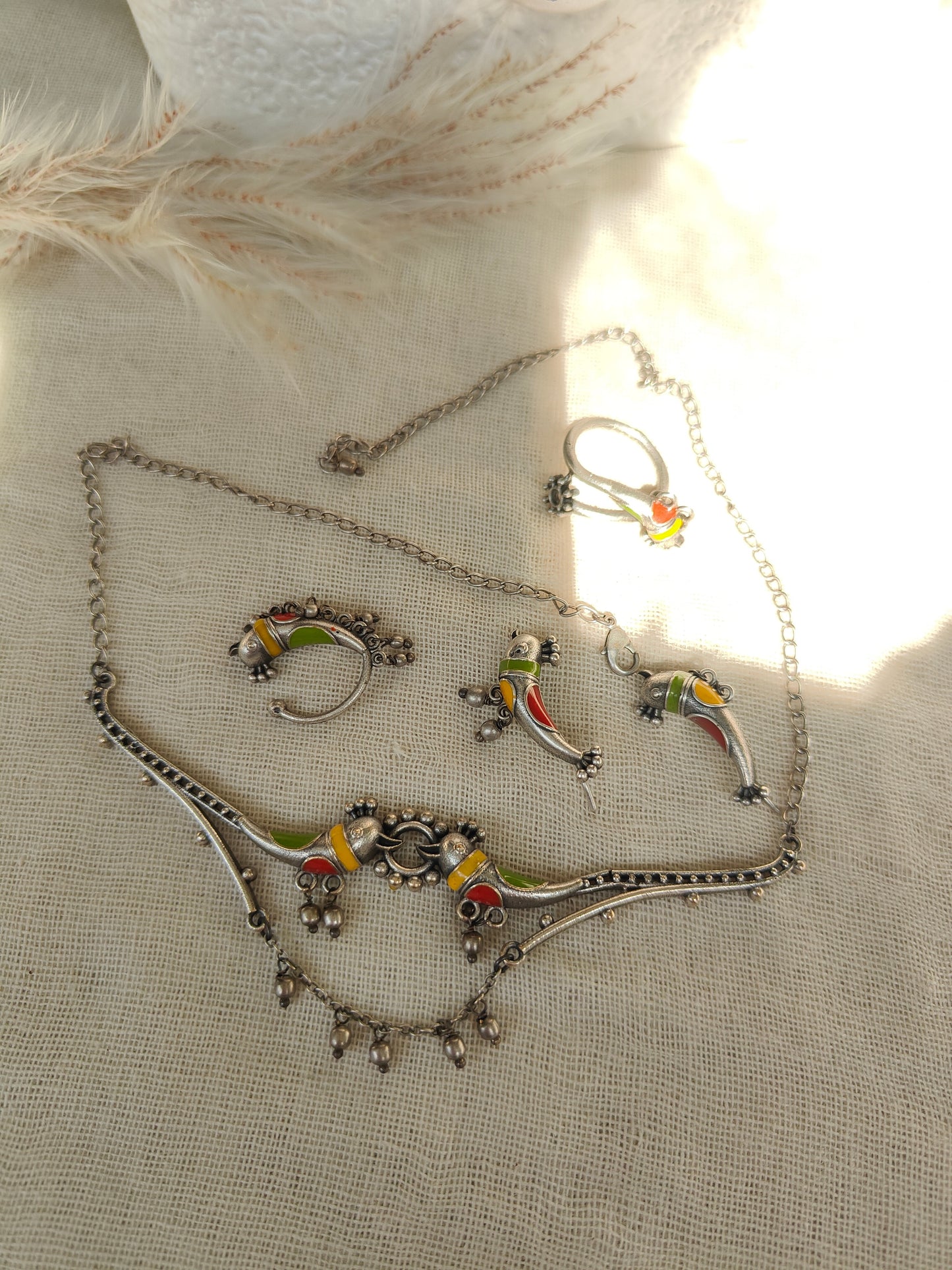 Chidiya Choker with Earrings, Ring, and Nosepin
