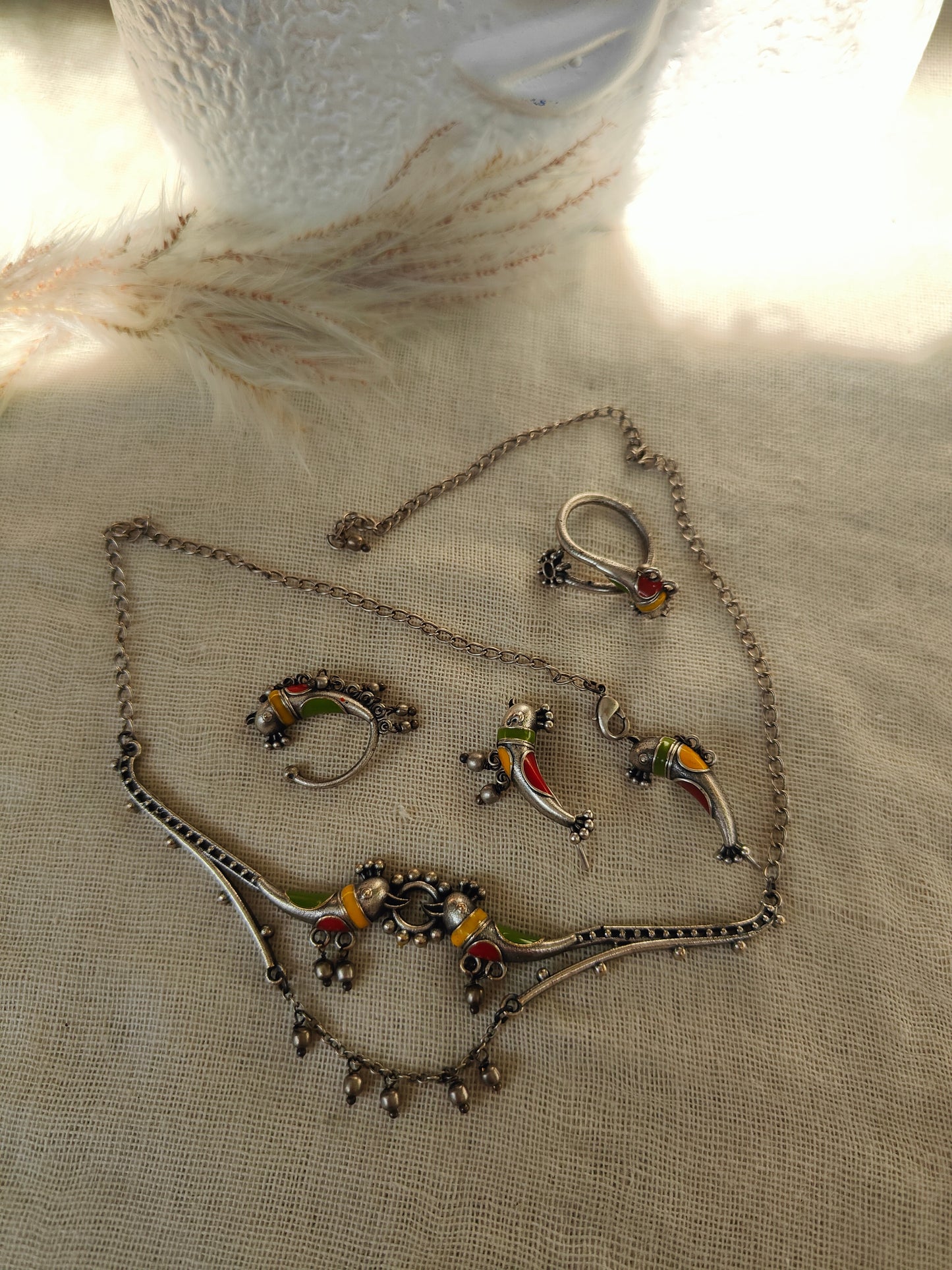 Chidiya Choker with Earrings, Ring, and Nosepin