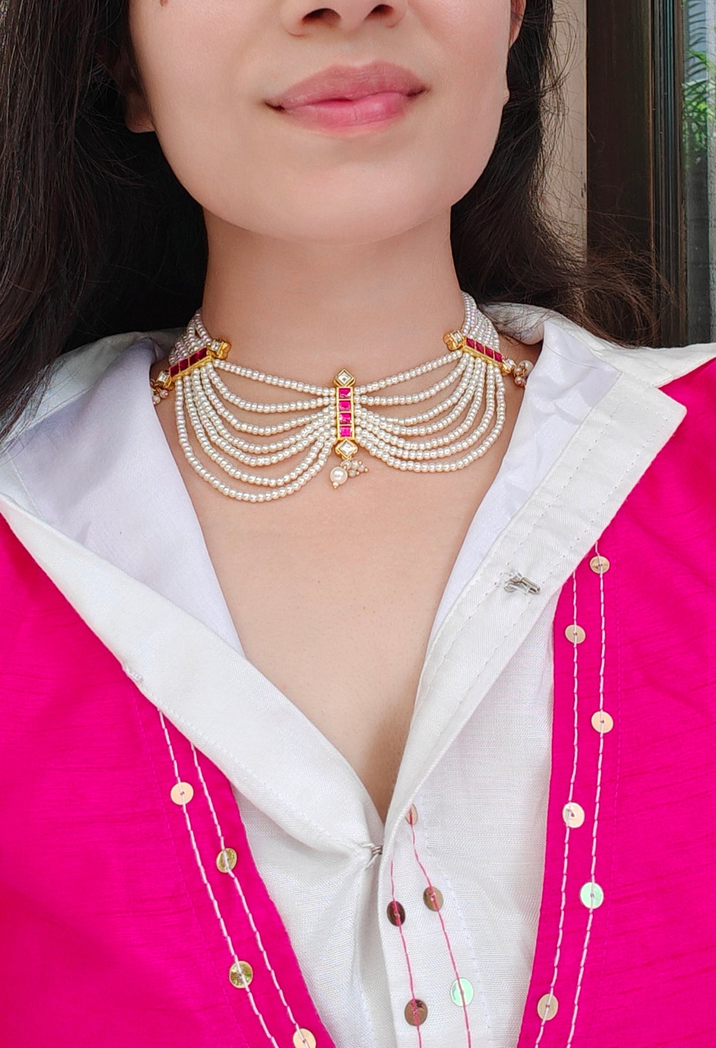 Kaashni Neckpiece with Pearl Drops