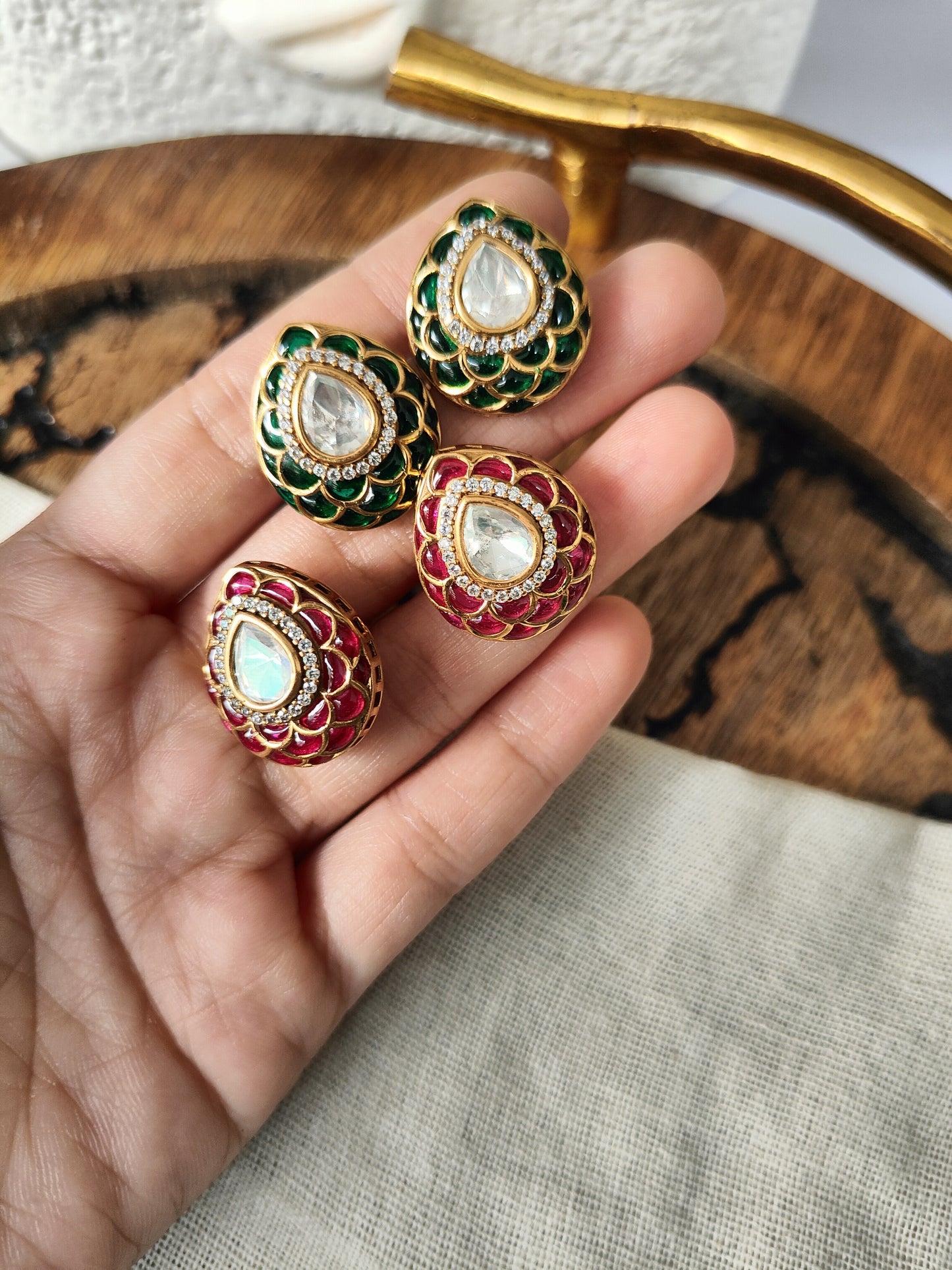 Kundan Enamel Stud Earrings