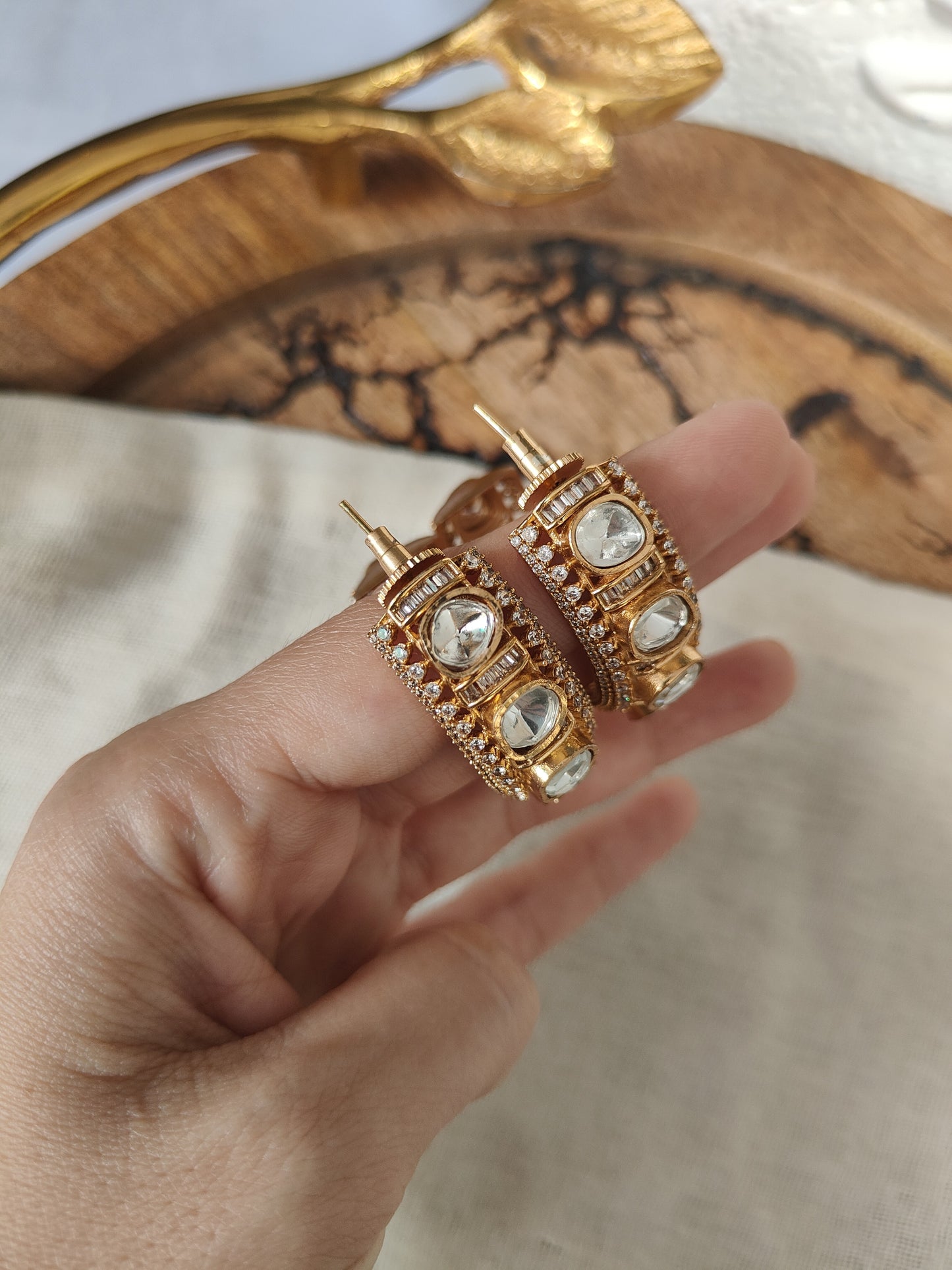 Polki Stone Traditional Statement Earrings