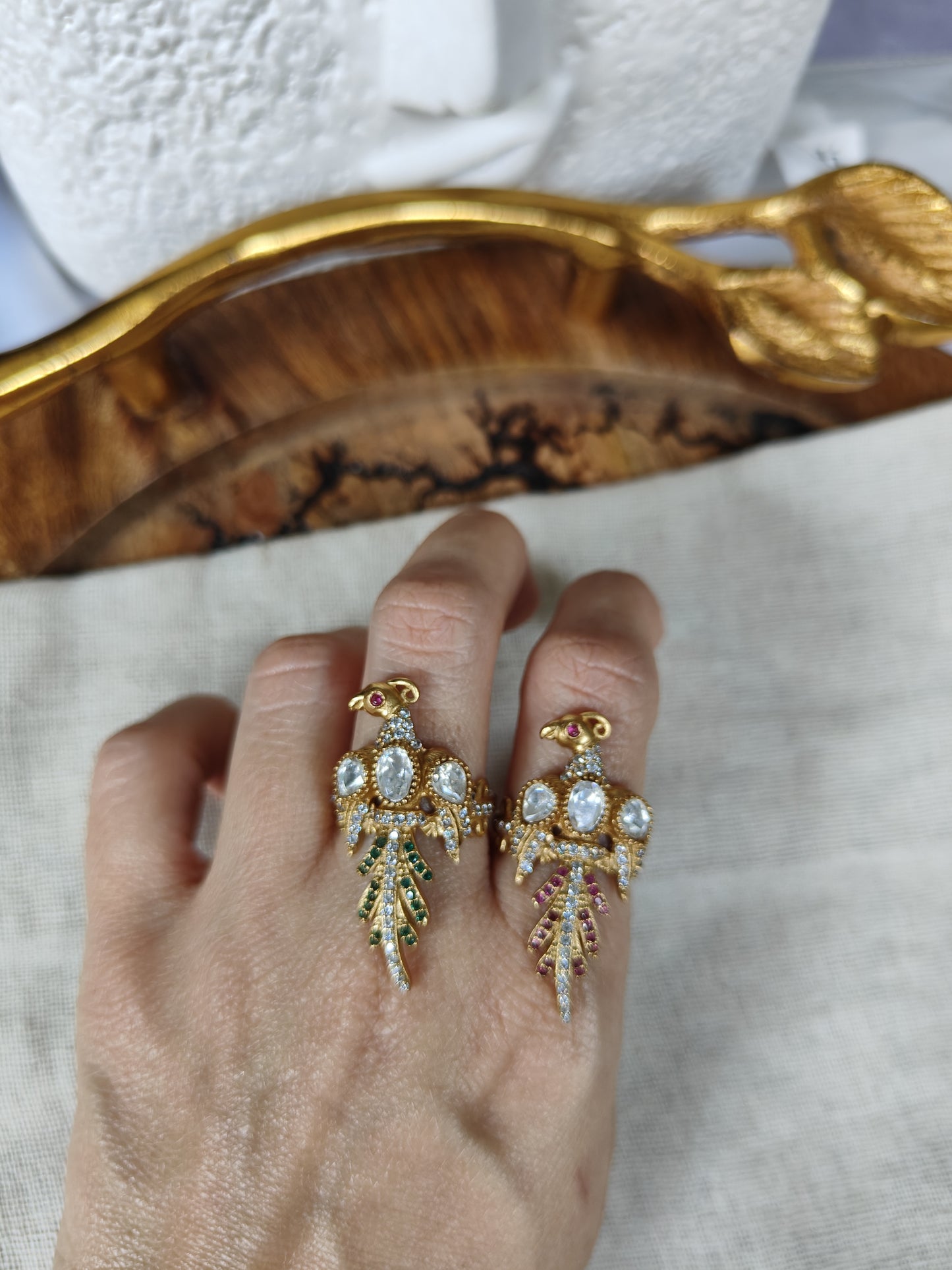 Peacock Glam Ring