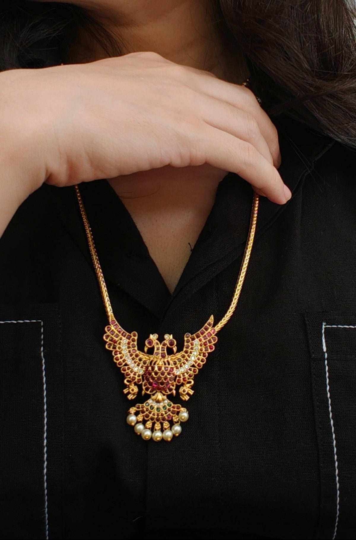 Rukmini Peacock Necklace Set