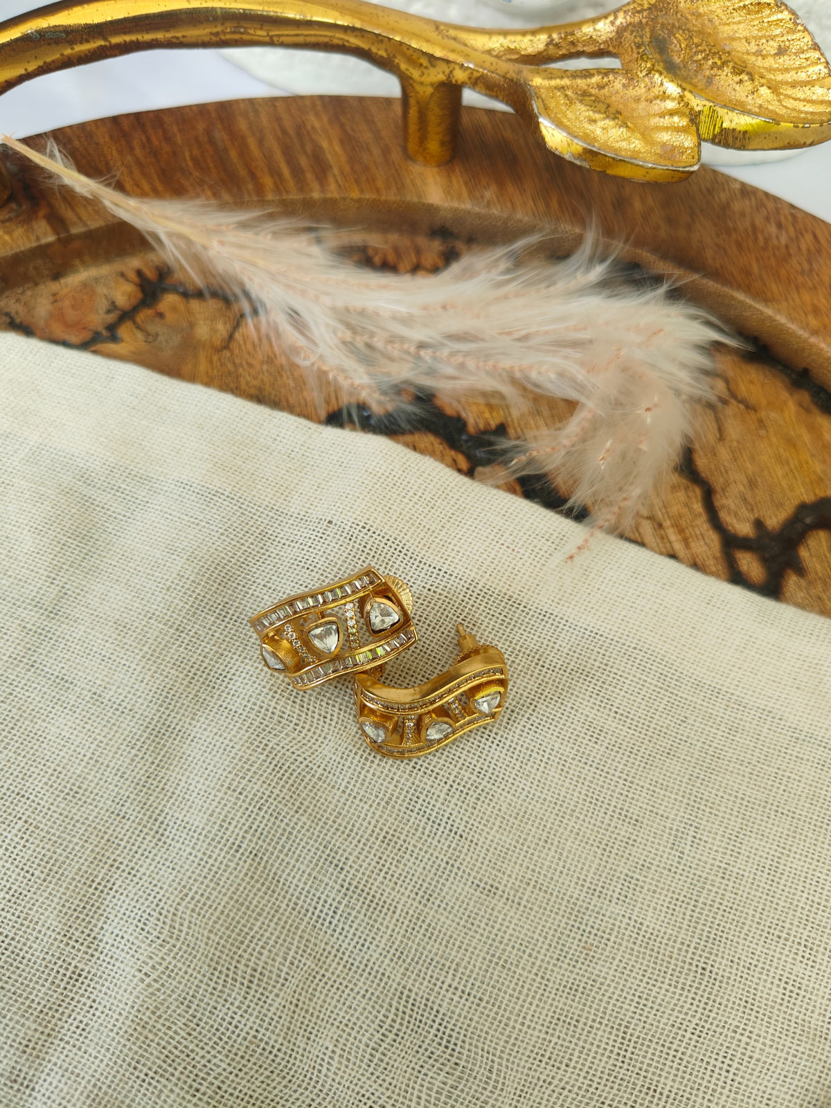 Taara Polki Half Hoop Earrings