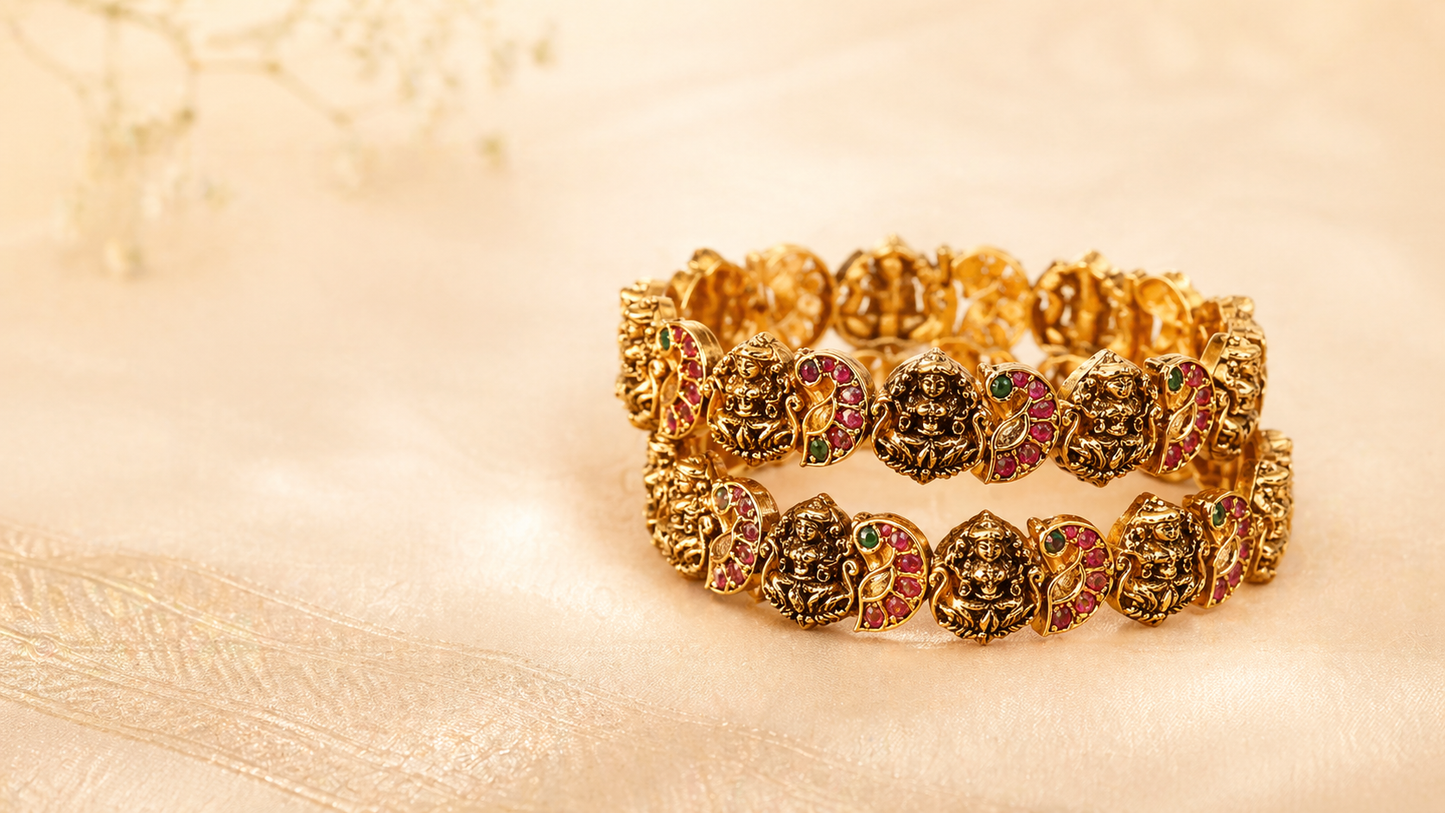 Vaidehi Temple Bangles (Set of Two)