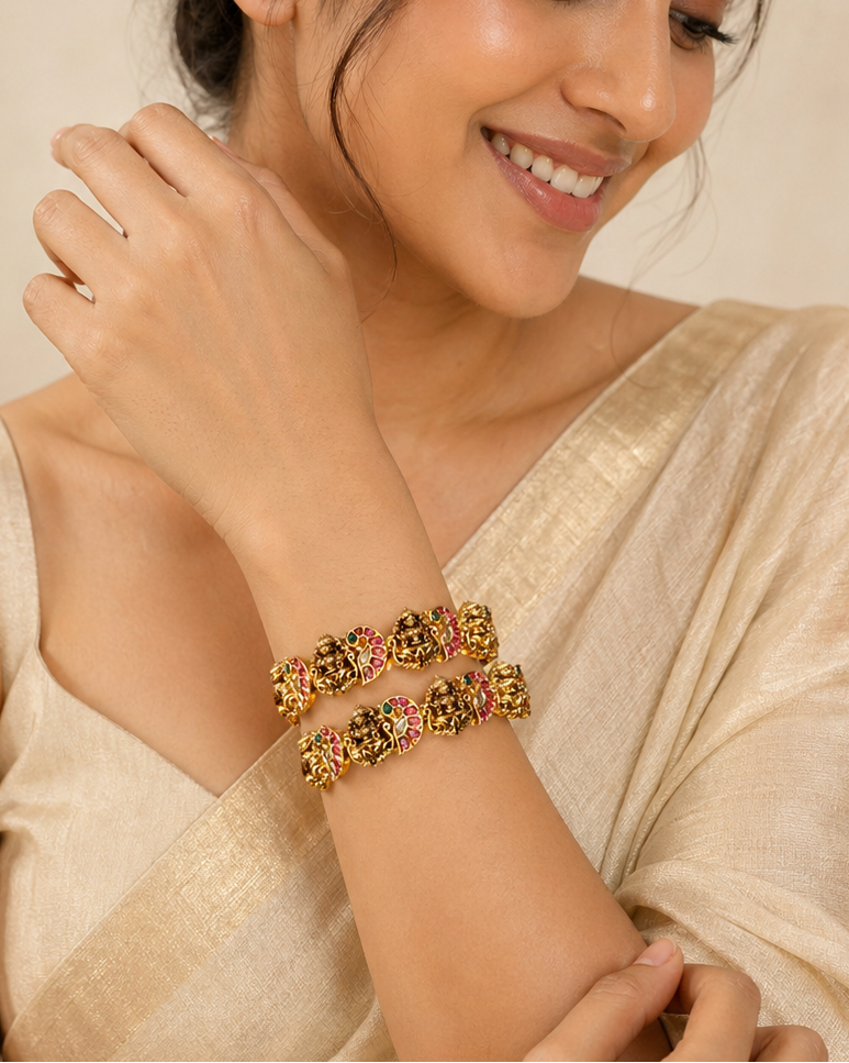 Vaidehi Temple Bangles (Set of Two)