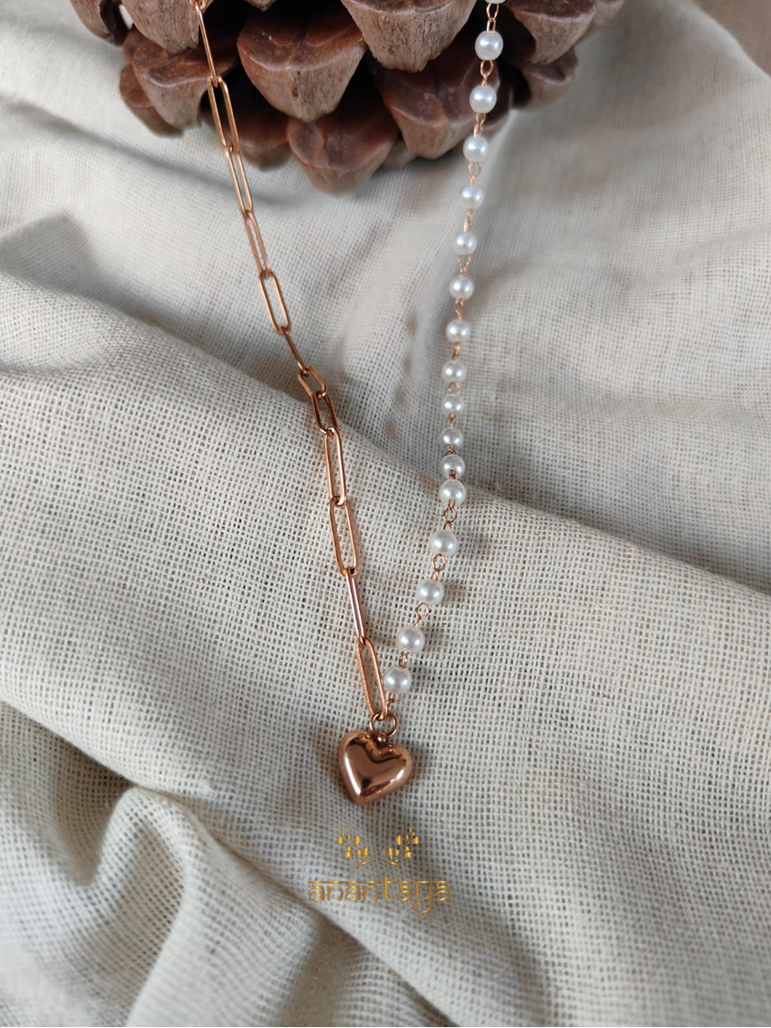 Heart Pearl String Necklace