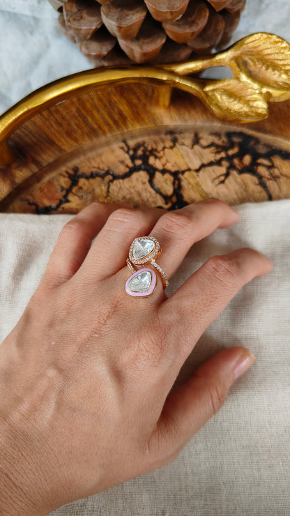 Double Polki Enamel Ring