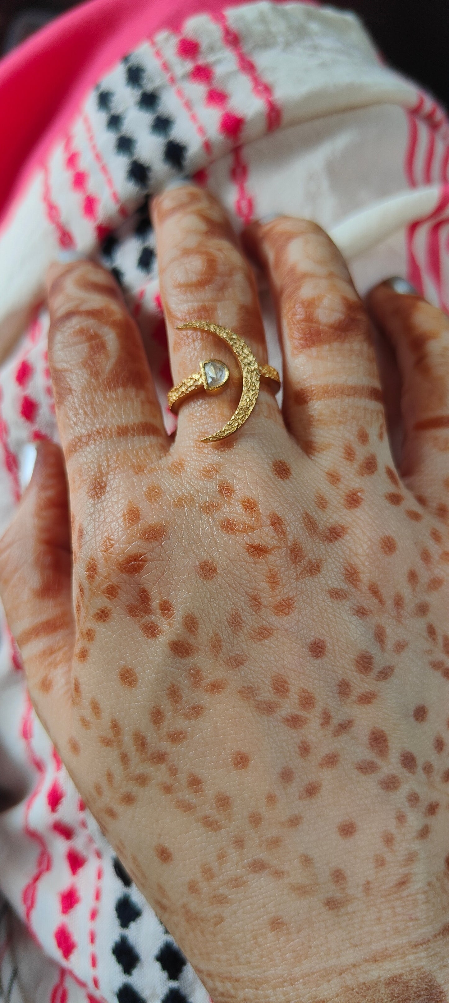 Crescent Moon Polki Ring