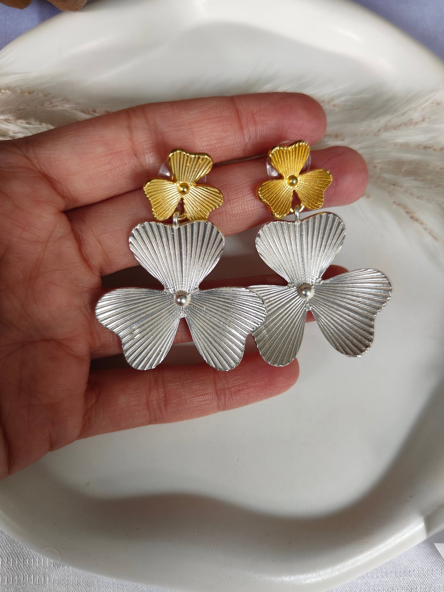 Dual Toned Flower Earrings