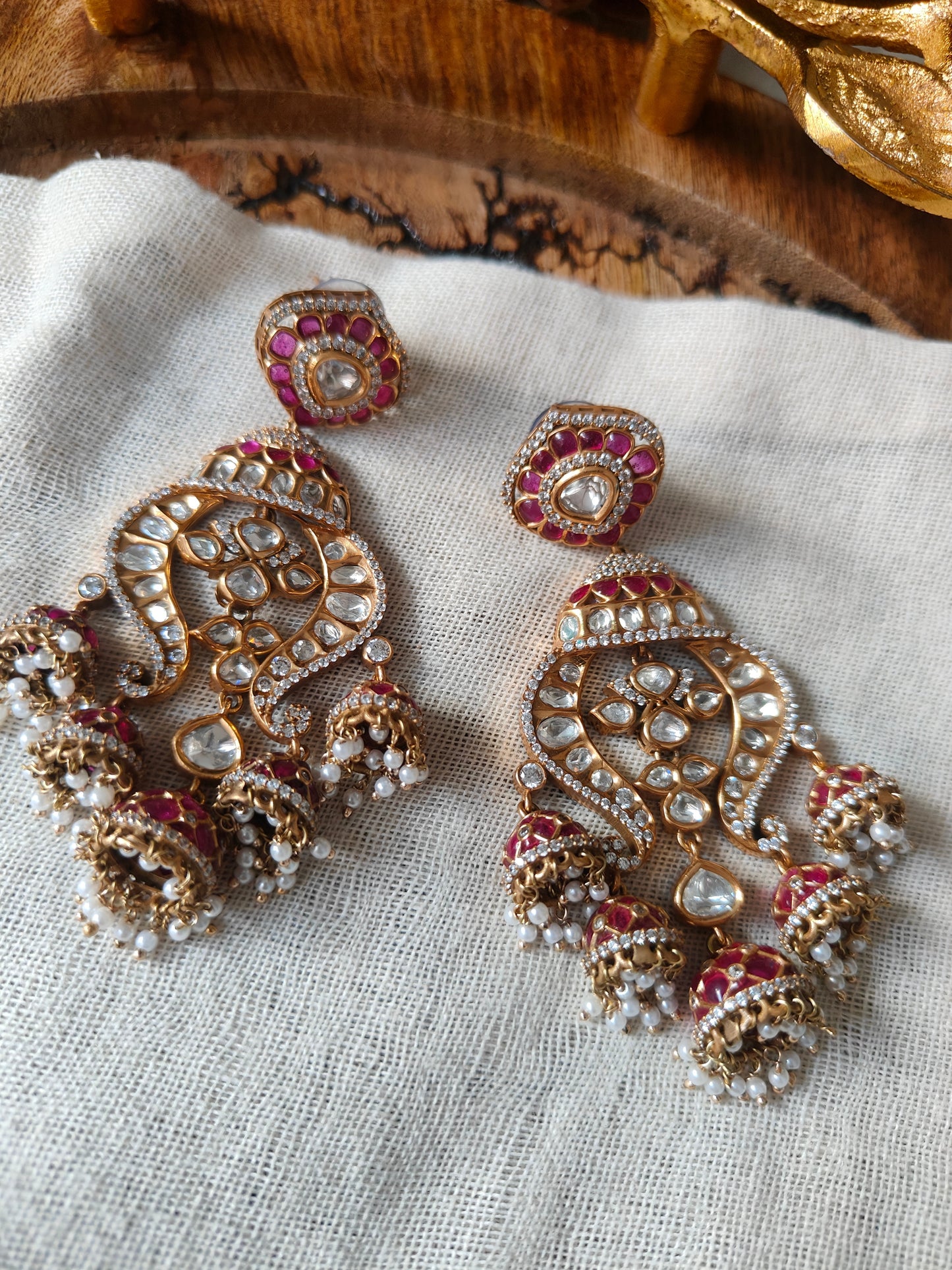 Fuhaar Jhumkas in 18kt Gold Polish