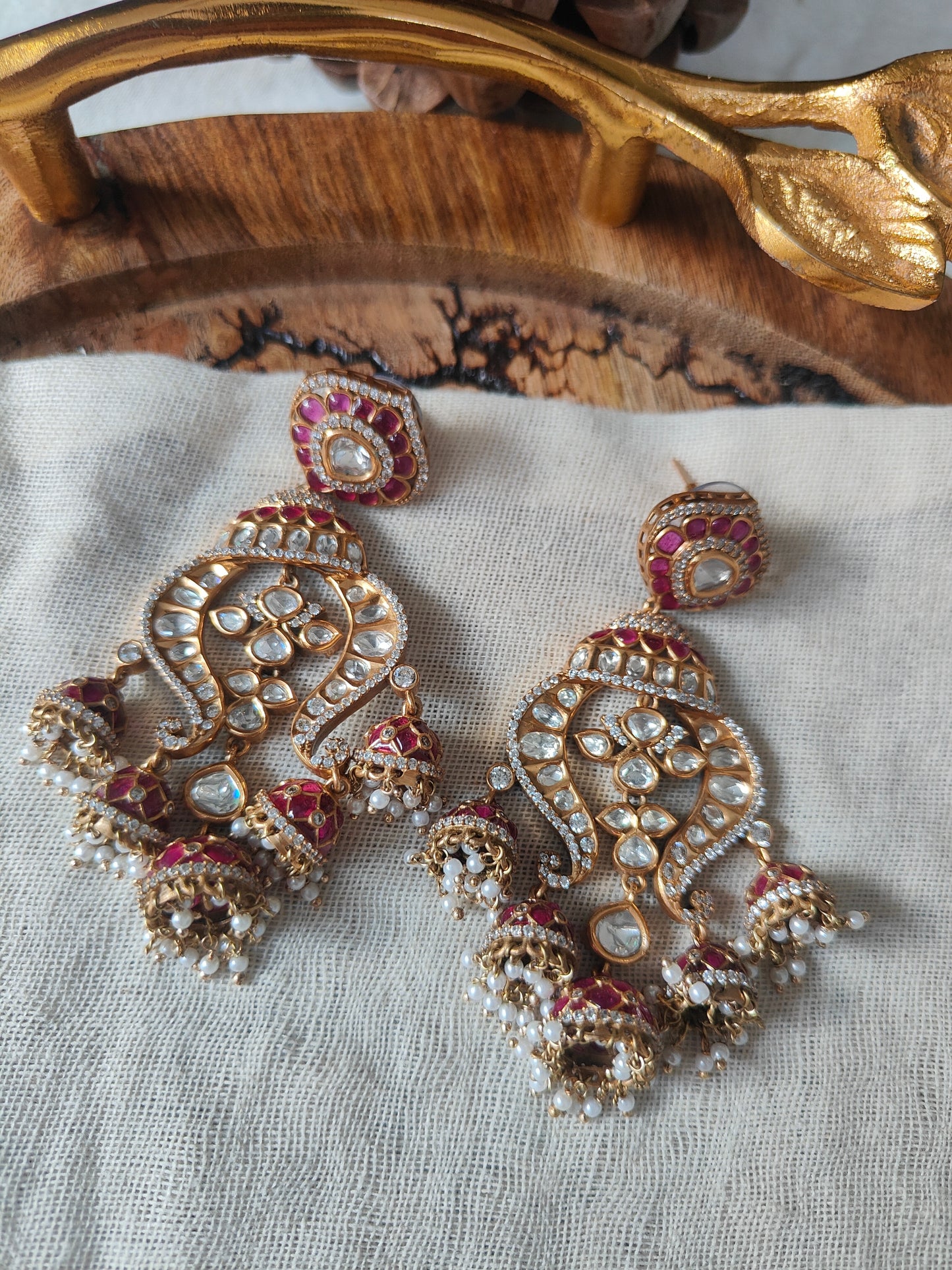 Fuhaar Jhumkas in 18kt Gold Polish