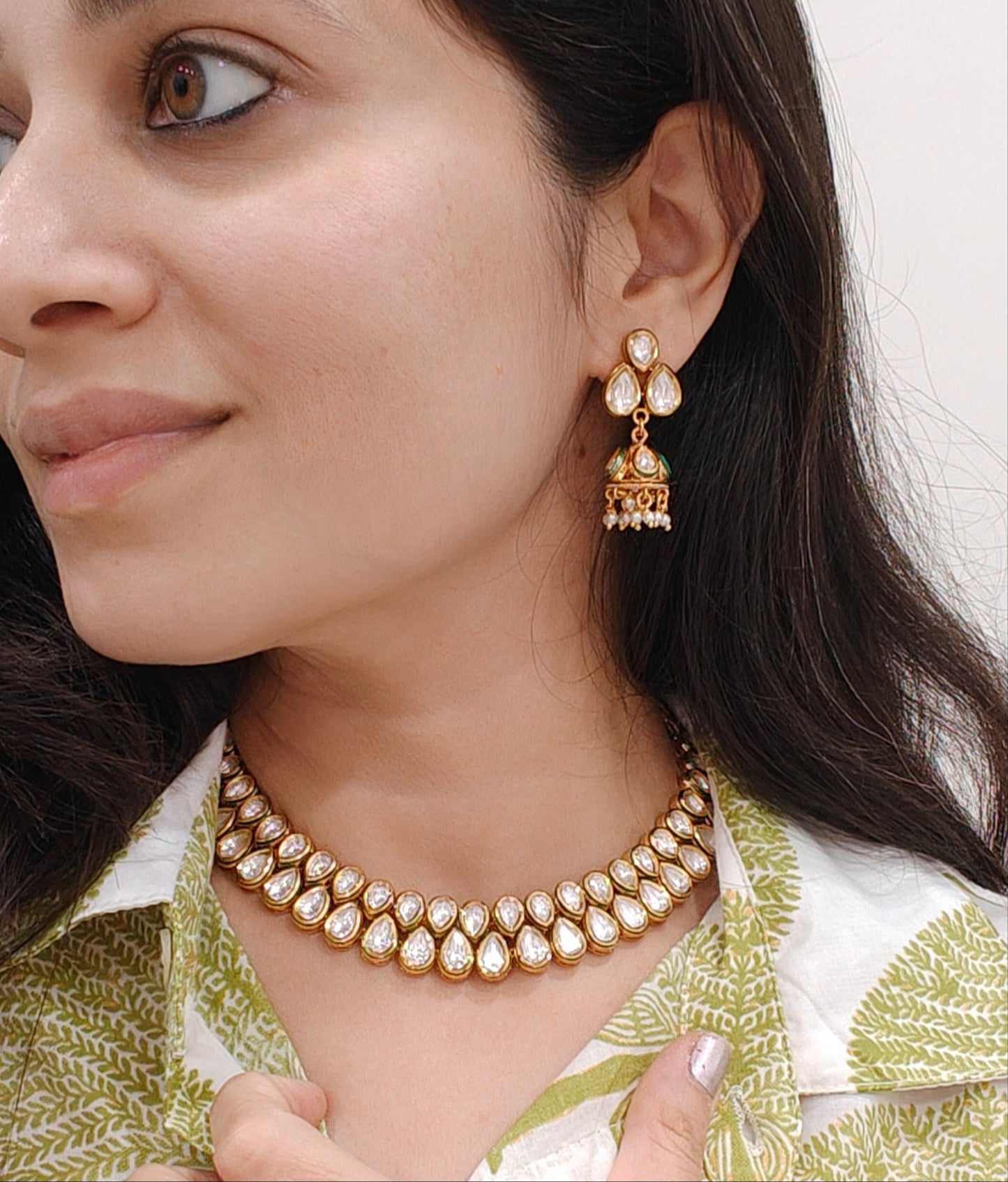 Classic Kundan Set with Small Jhumkis