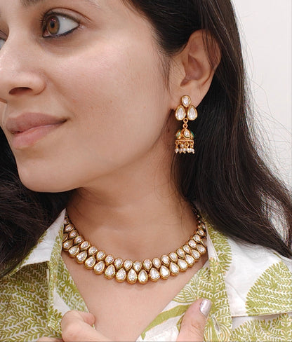 Classic Kundan Set with Small Jhumkis