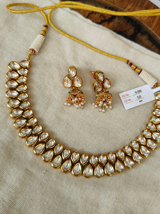 Classic Kundan Set with Small Jhumkis
