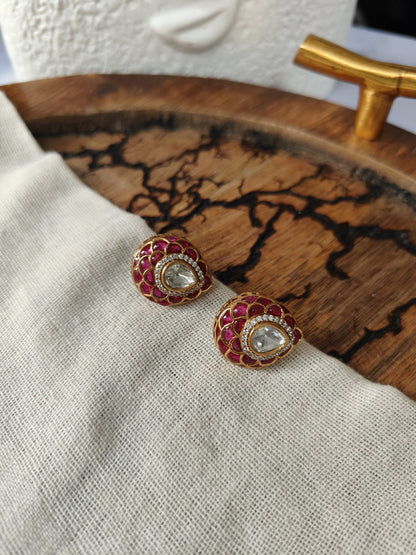 Kundan Enamel Stud Earrings