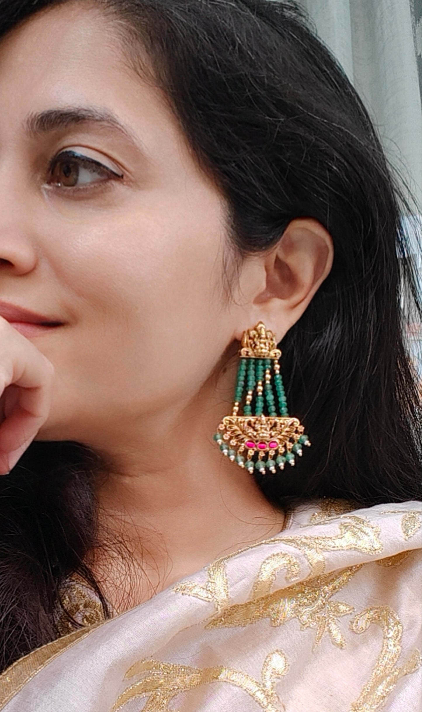 Radiant Green Lotus Earrings