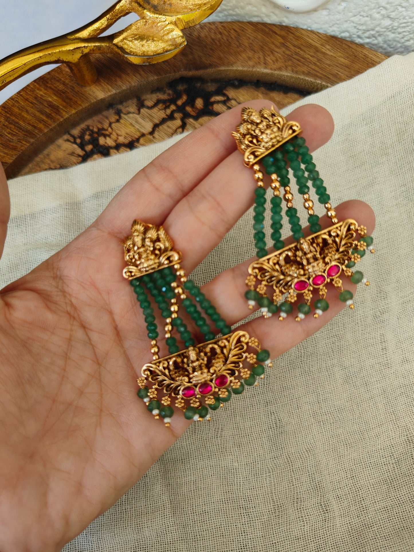 Radiant Green Lotus Earrings