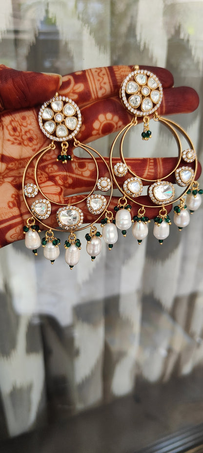 Ira Gold Kundan Drop Earrings