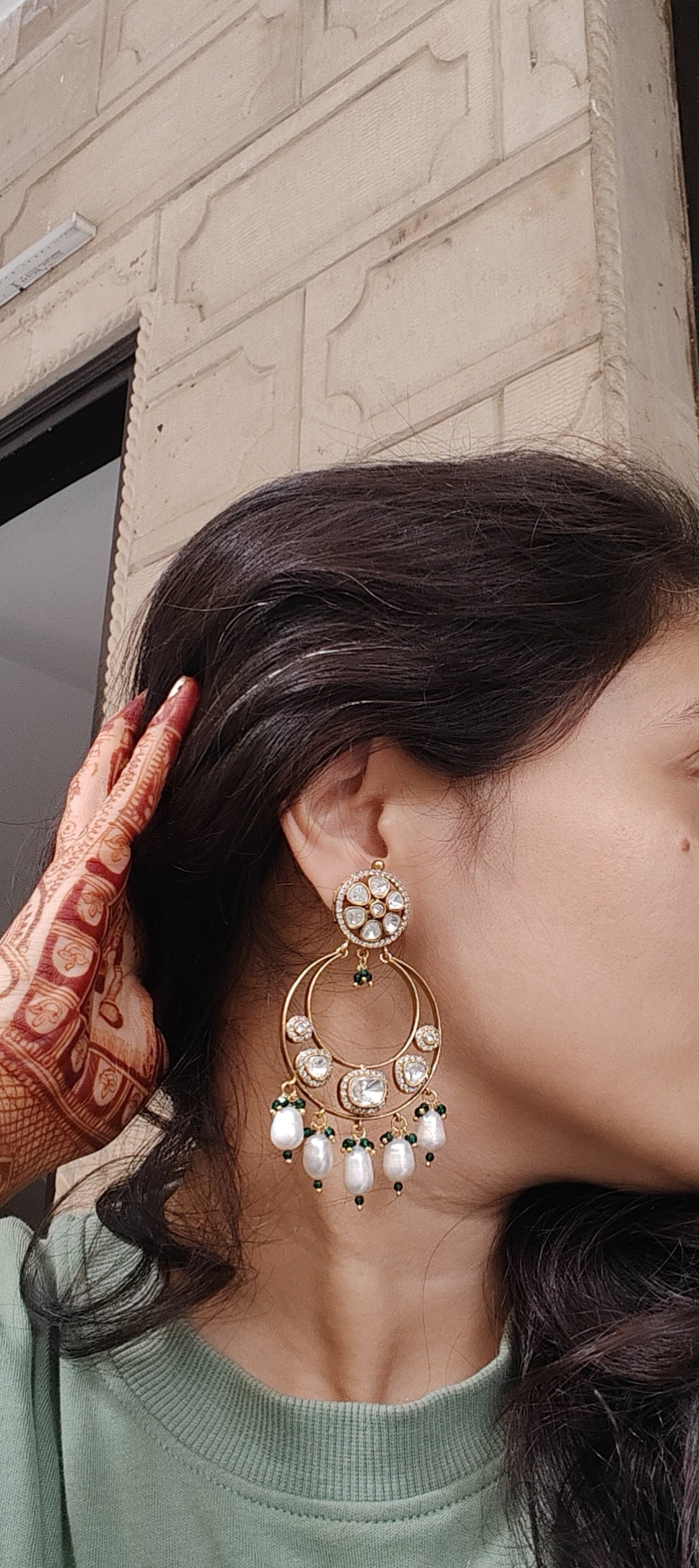 Ira Gold Kundan Drop Earrings