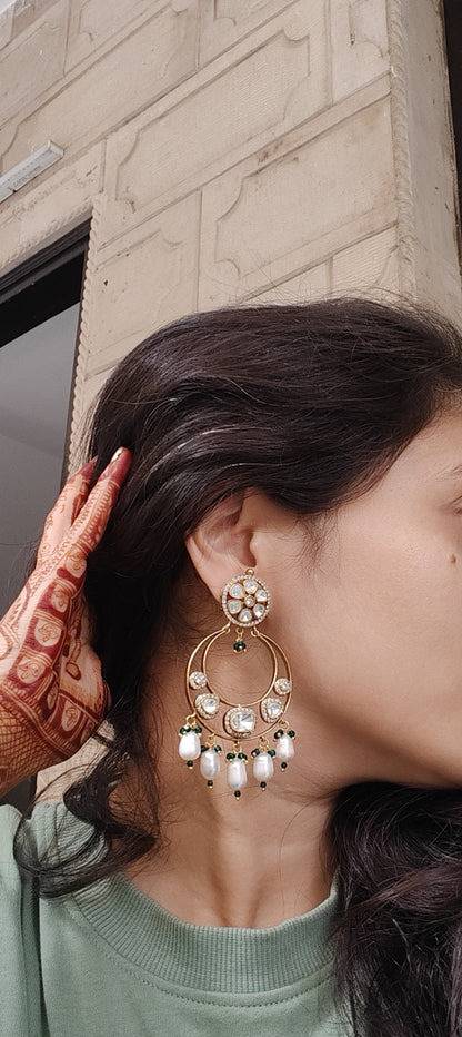 Ira Gold Kundan Drop Earrings