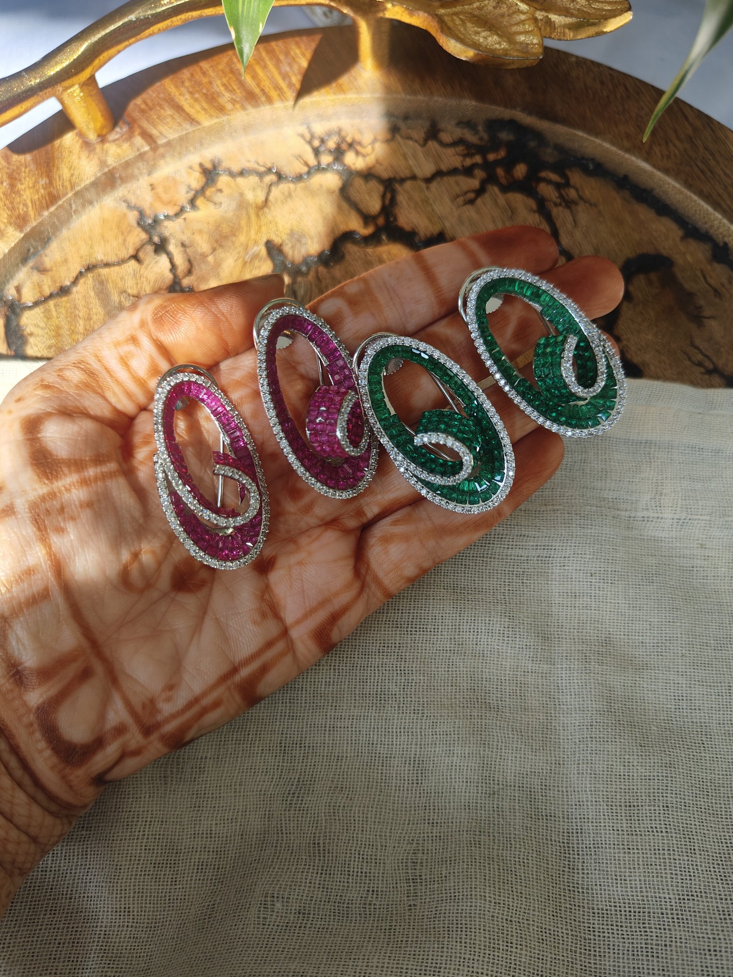 Swirl Gemstone Drop Earrings