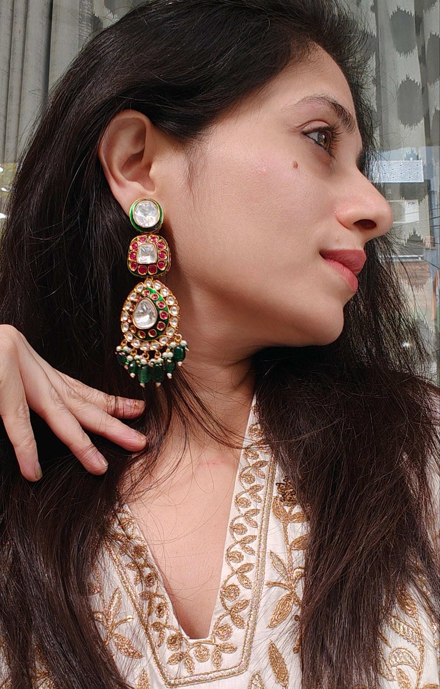 Pachi Kundan Bela Jhumka