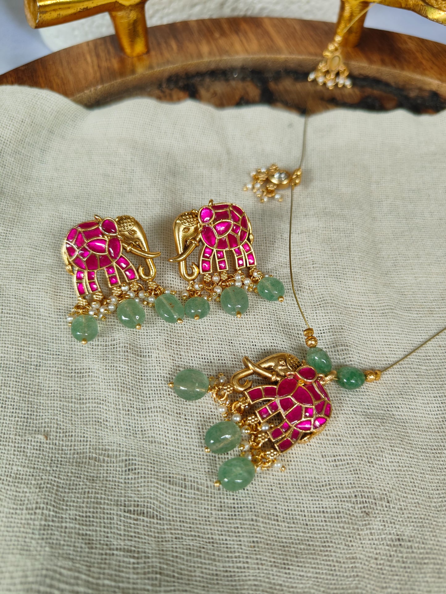 Elephant Charm Necklace Set