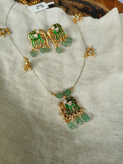 Elephant Charm Necklace Set