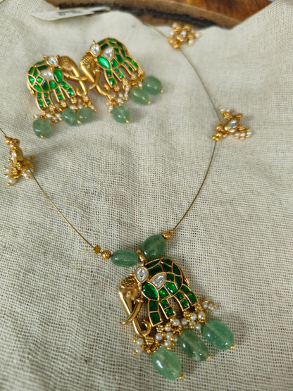 Elephant Charm Necklace Set