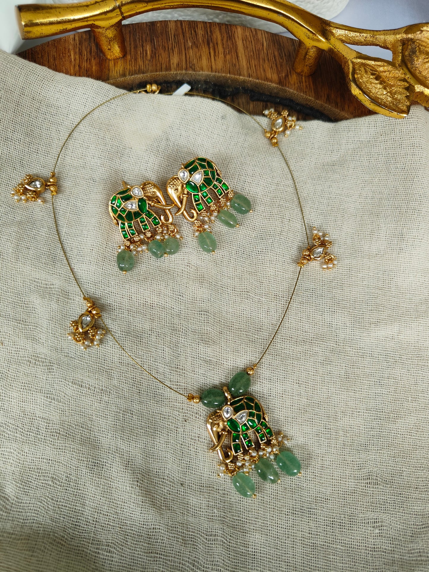 Elephant Charm Necklace Set