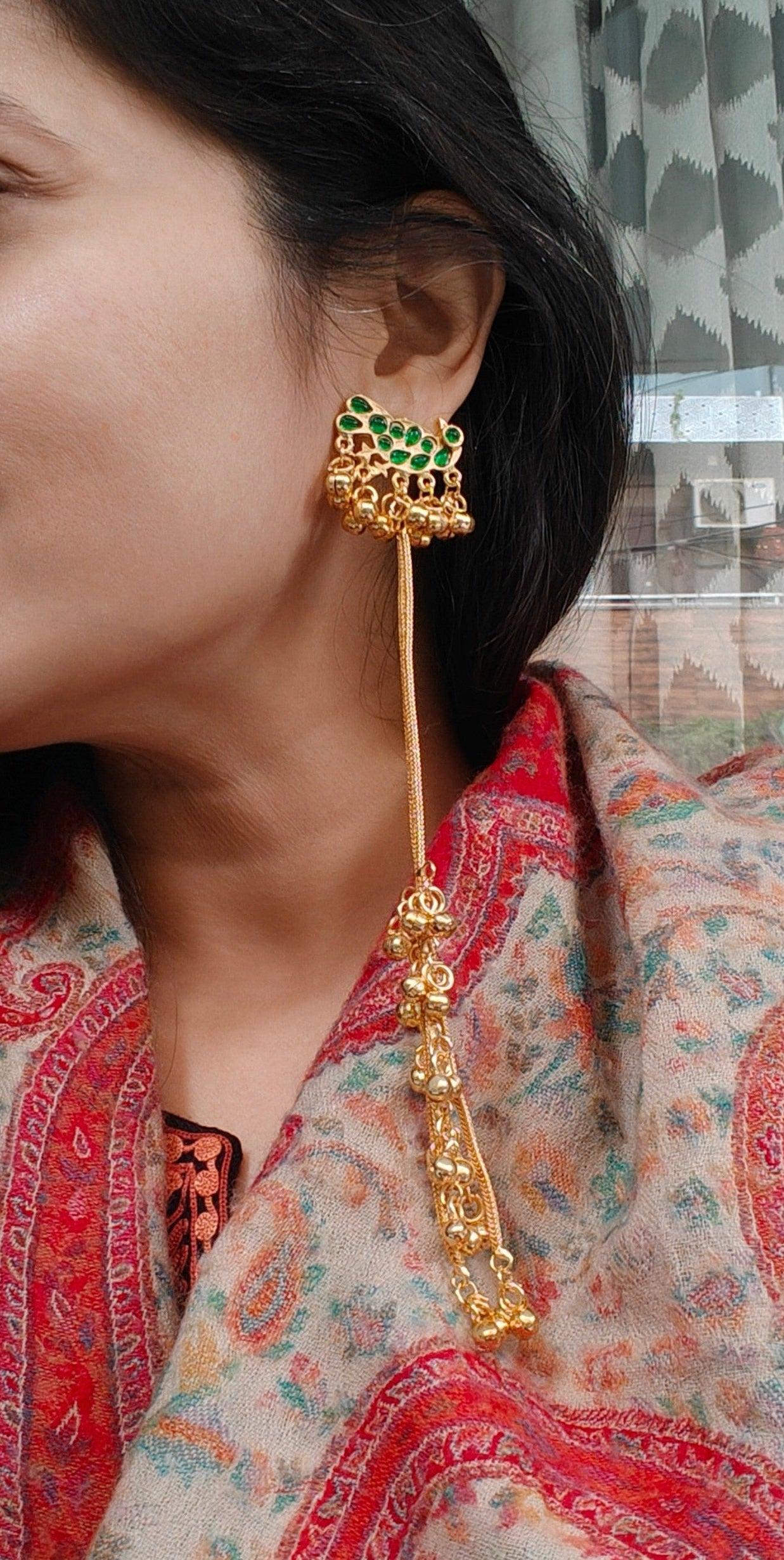 Twin Peacock Tassel Earrings