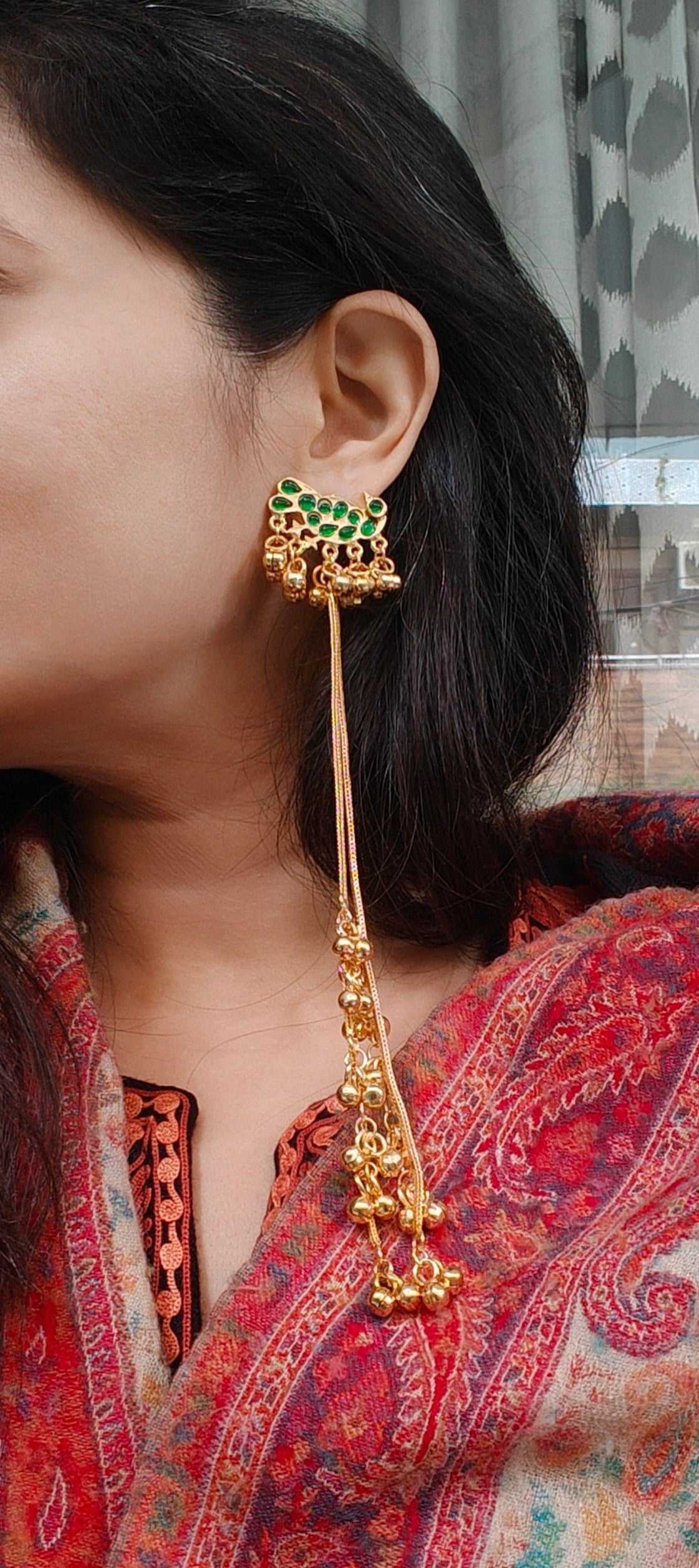 Twin Peacock Tassel Earrings