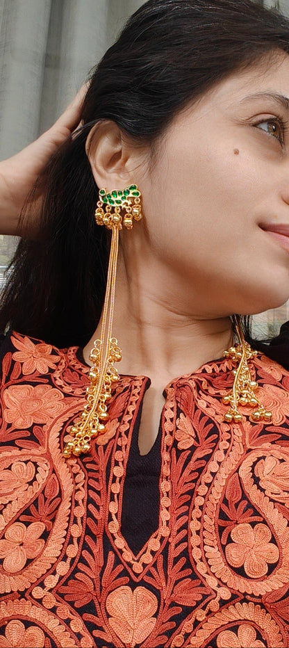 Twin Peacock Tassel Earrings