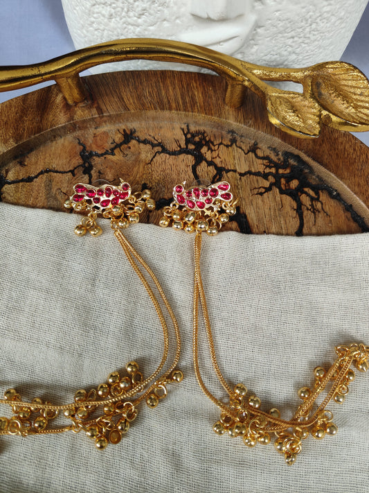 Twin Peacock Tassel Earrings