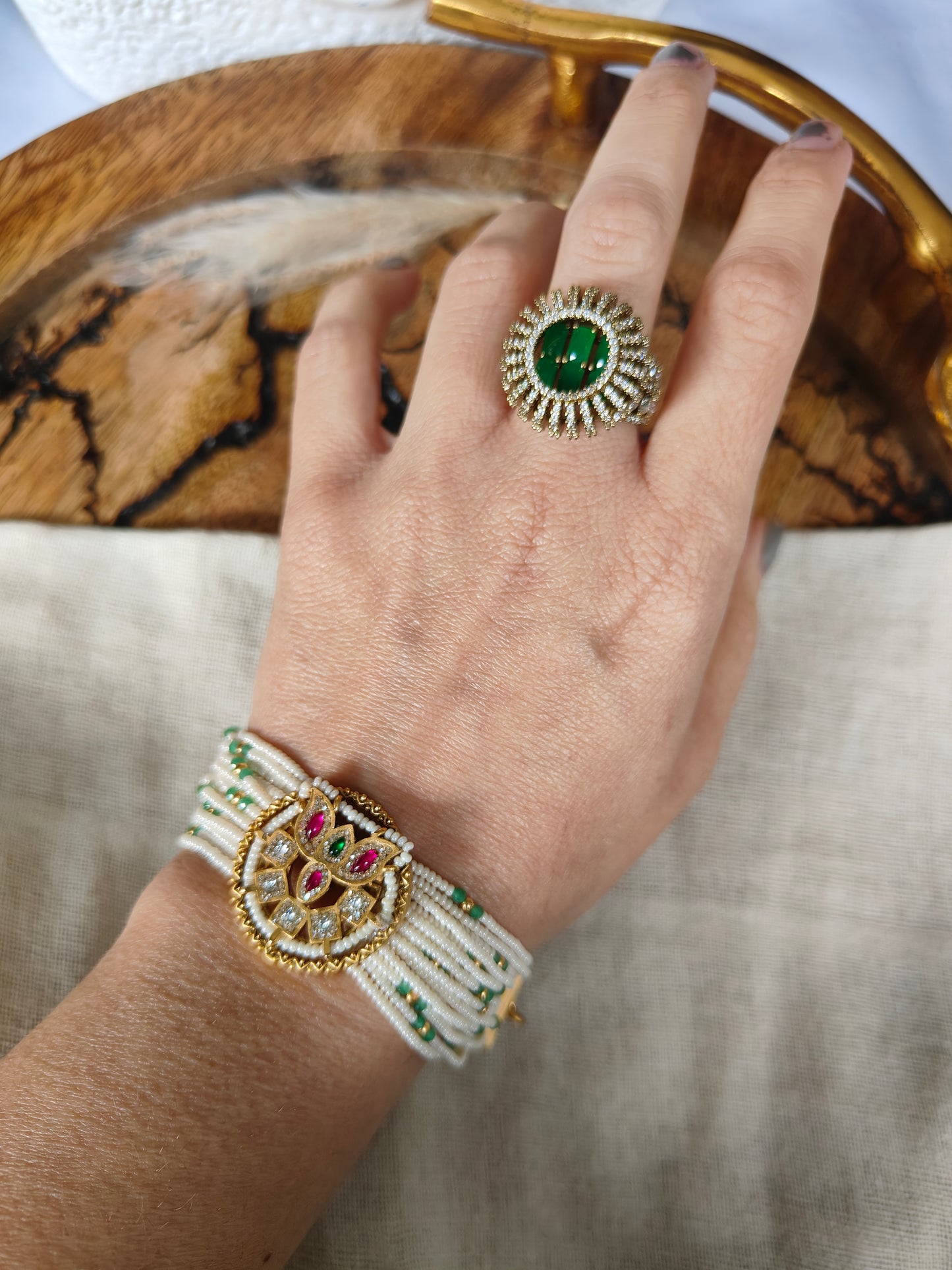 Navratna Pearl Bracelet