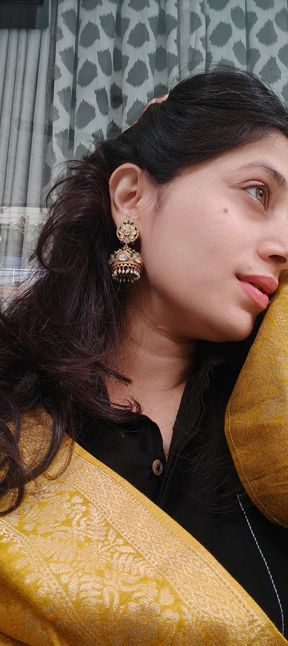 Emerald Kundan Jhumkas