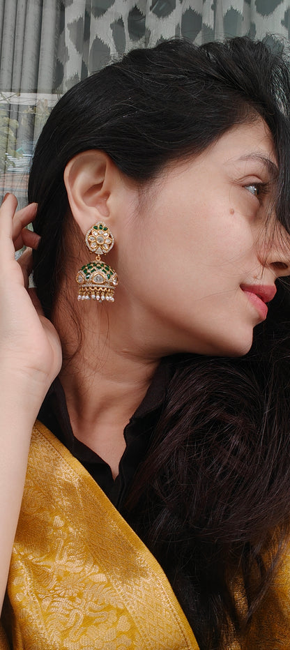 Emerald Kundan Jhumkas