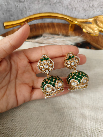 Emerald Kundan Jhumkas