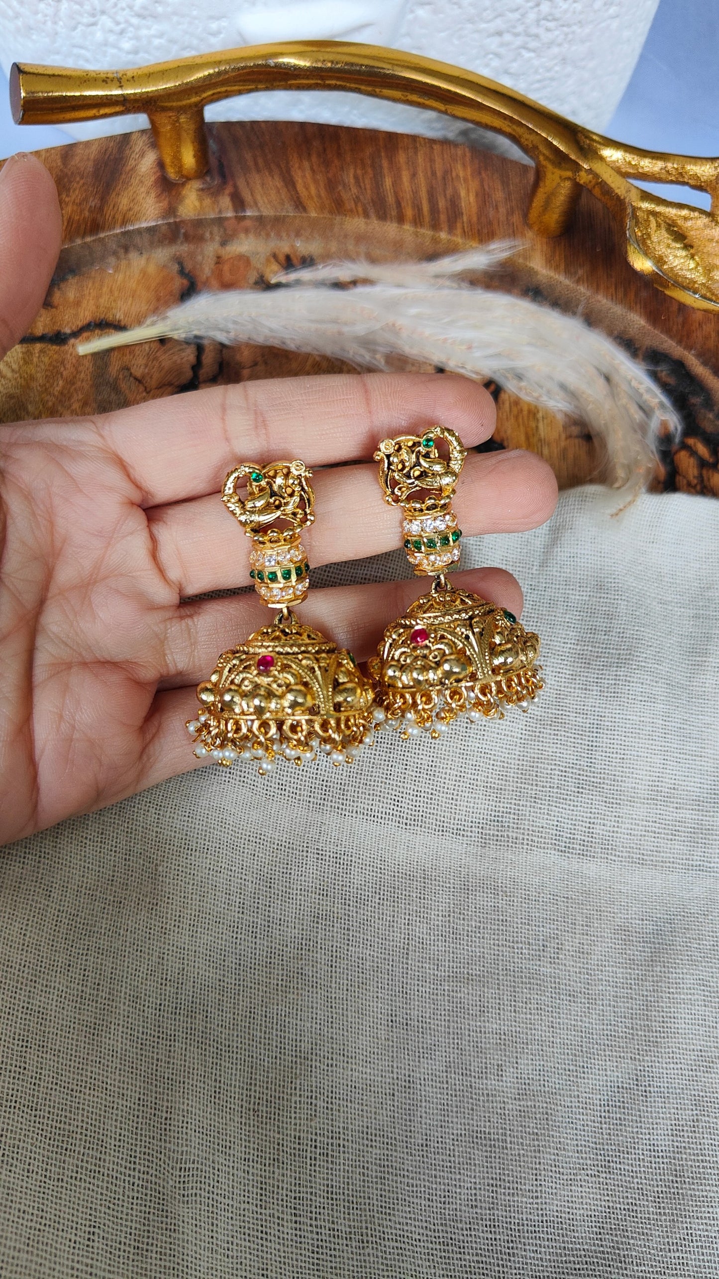 Nritya Mayura Temple Jhumkas