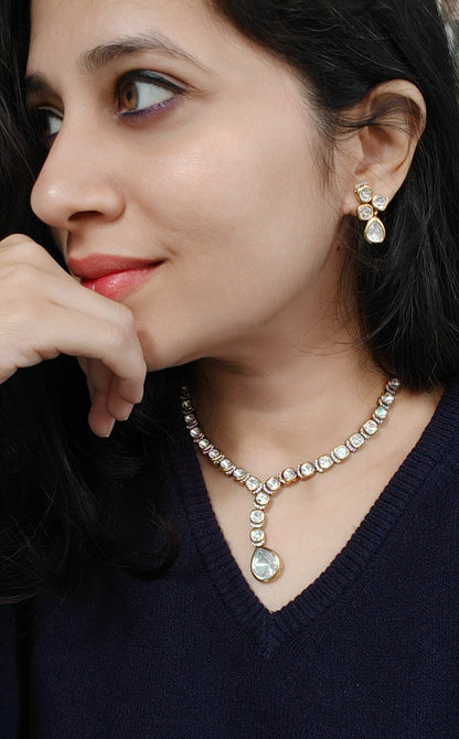 Aafiya Polki Drop Necklace Set