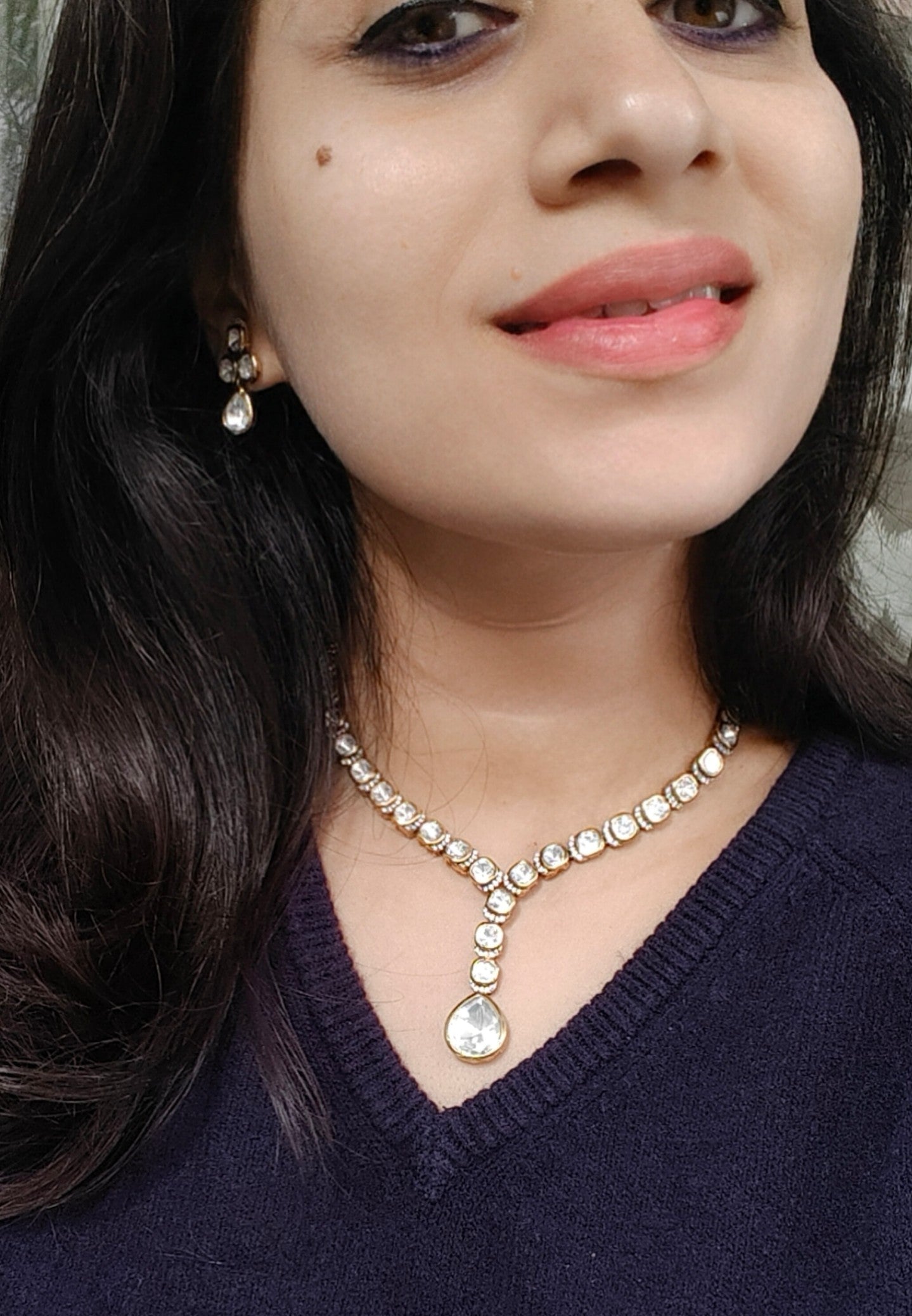 Aafiya Polki Drop Necklace Set