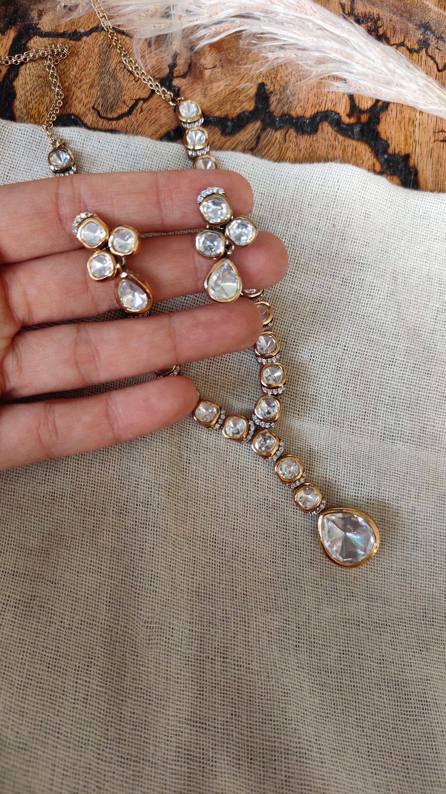 Aafiya Polki Drop Necklace Set