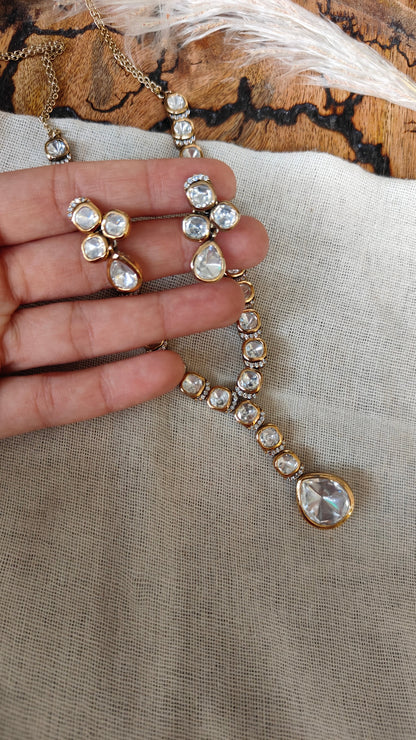 Aafiya Polki Drop Necklace Set