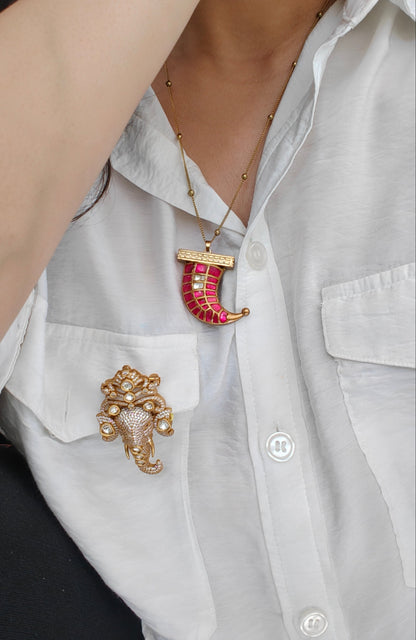Vighnaharta Crystal Brooch