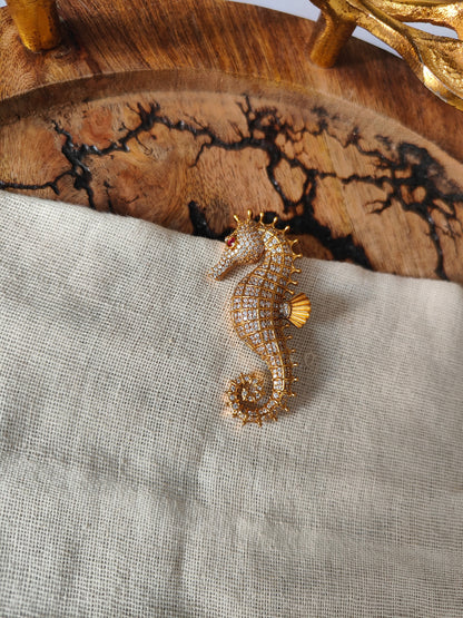 Seahorse Crystal Brooch