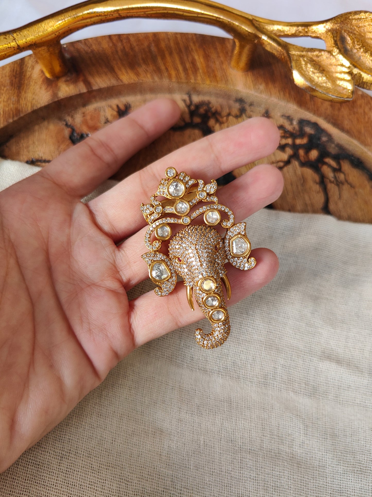 Vighnaharta Crystal Brooch
