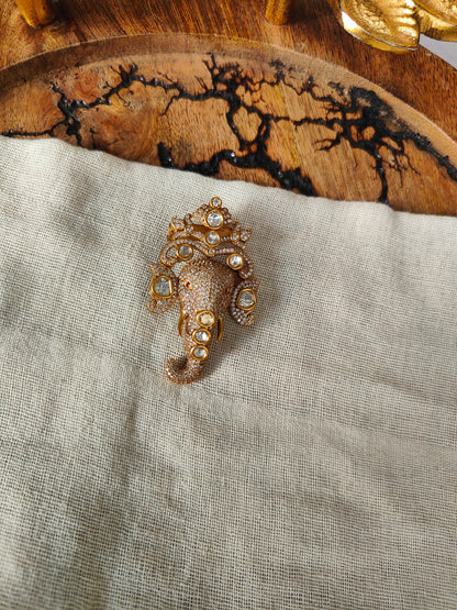 Vighnaharta Crystal Brooch