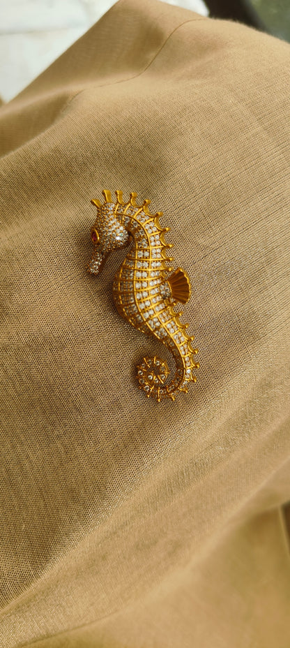 Seahorse Crystal Brooch